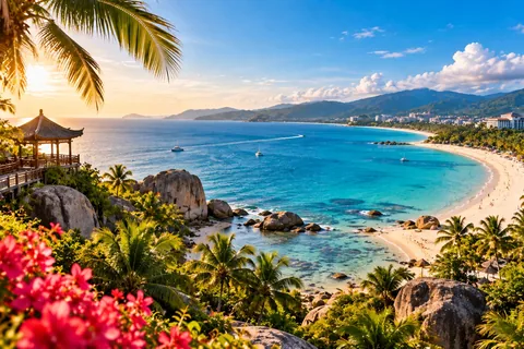 Il mare di Sanya, sull’isola di Hainan, d’estate