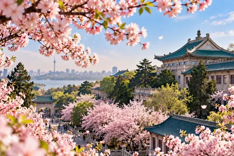 Ciliegi in fiore a Wuhan, in primavera